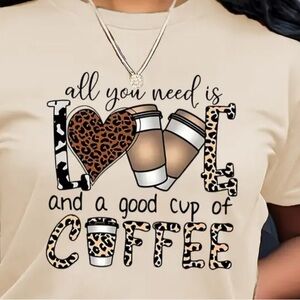 Beige Graphic Coffee T-Shirt